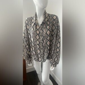Joe Fresh Black and Cream Animal Print Blouse/Jacket